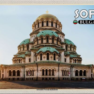 Targa in metallo da viaggio 30x20 cm Sofia Bulgaria Alexander Nevsky