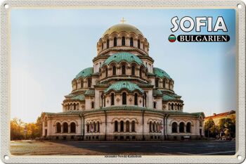 Plaque de voyage en étain, 30x20cm, Sofia, bulgarie, Alexander Nevsky 1