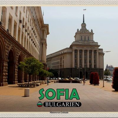 Targa in metallo da viaggio 30x20 cm Palazzo del Consiglio dei Ministri di Sofia Bulgaria