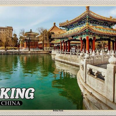 Targa in metallo da viaggio 30x20 cm Pechino Cina Decorazione murale del Parco Beihai