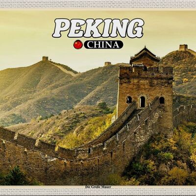 Targa in metallo da viaggio 30x20 cm Pechino Cina La Grande Muraglia
