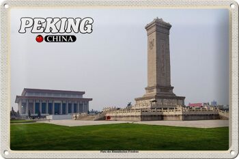 Panneau en étain voyage 30x20cm, Pékin, Chine, place Tiananmen 1