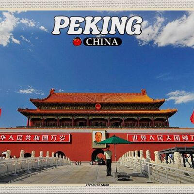 Targa in metallo da viaggio 30x20 cm Pechino Cina Città Proibita