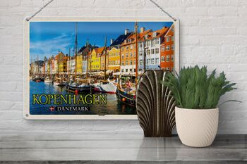 Signe en étain voyage 30x20cm, Copenhague, danemark, bateaux de la vieille ville 3