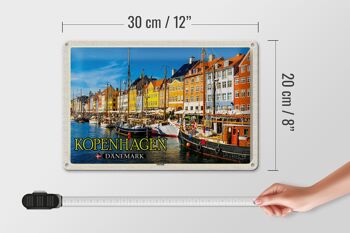 Signe en étain voyage 30x20cm, Copenhague, danemark, bateaux de la vieille ville 4