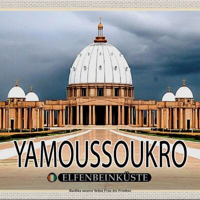 Targa in metallo da viaggio 30x20 cm Yamoussoukro Basilica della Costa d'Avorio