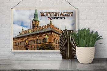 Panneau en étain voyage 30x20cm, hôtel de ville de Copenhague, danemark 3