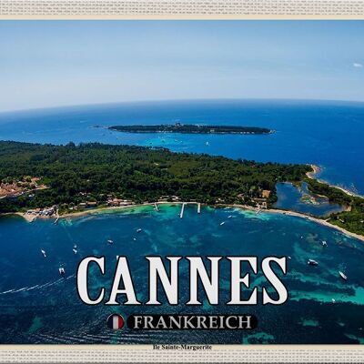 Targa in metallo da viaggio 30x20 cm Cannes Francia Ile Sainte-Marguerite