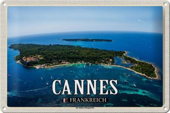 Plaque en tôle Voyage 30x20cm Cannes France Ile Sainte-Marguerite 1