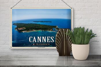 Plaque en tôle Voyage 30x20cm Cannes France Ile Sainte-Marguerite 3