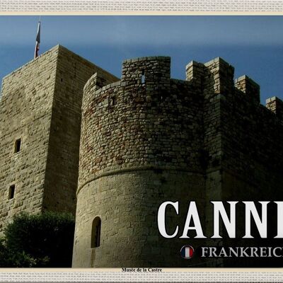 Cartel de chapa Viaje 30x20cm Cannes Francia Musée Castre