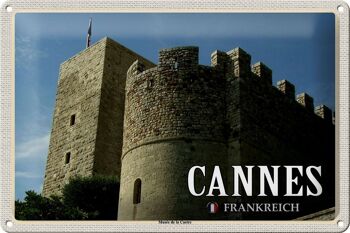 Plaque en tôle Voyage 30x20cm Cannes France Musée Castre 1
