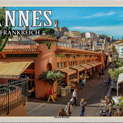 Cartel de chapa Viaje 30x20cm Cannes Francia Marché Forville