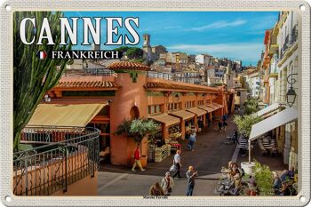 Plaque en tôle Voyage 30x20cm Cannes France Marché Forville 1