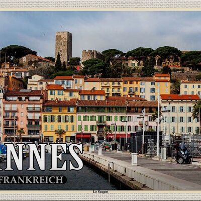 Cartel de chapa viaje 30x20cm Cannes Francia Barrio Le Suquet