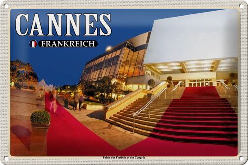 Blechschild Reise 30x20cm Cannes Frankreich Palais Festivals Congrès