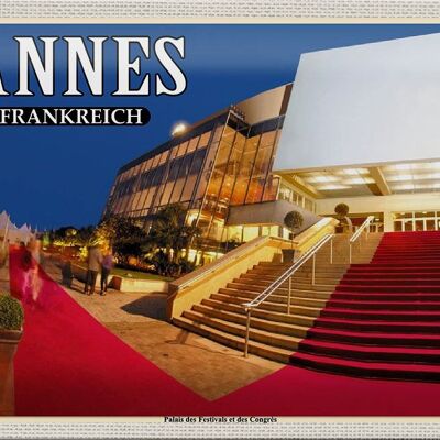 Targa in metallo da viaggio 30x20 cm Cannes Francia Palais Festivals Congrès