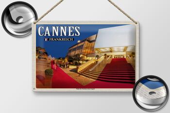 Plaque en tôle Voyage 30x20cm Cannes France Palais Festivals Congrès 2