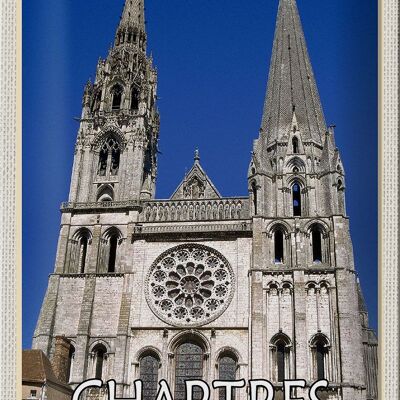 Cartel de chapa de viaje 20x30cm Catedral de Chartres Francia