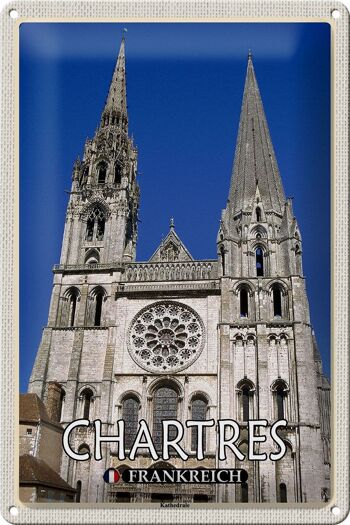 Plaque en tôle voyage 20x30cm Chartres France Cathédrale 1