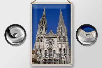 Plaque en tôle voyage 20x30cm Chartres France Cathédrale 2