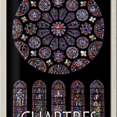 Cartel de chapa de viaje, 20x30cm, ventana de la catedral de Chartres, Francia