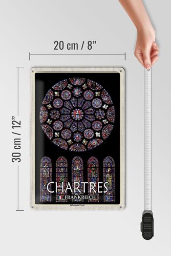 Panneau de voyage en étain, 20x30cm, fenêtre de la cathédrale de Chartres, France 4