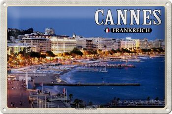 Plaque en tôle Voyage 30x20cm Cannes France Promenade la Croisette 1