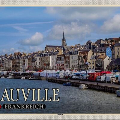 Blechschild Reise 30x20cm Deauville Frankreich Hafen Boote