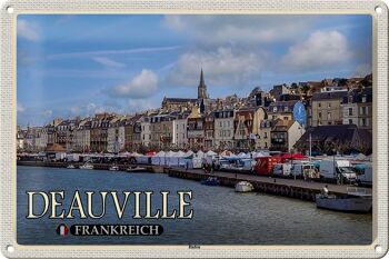 Plaque tôle voyage 30x20cm Bateaux du port de Deauville France 1