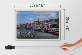 Plaque tôle voyage 30x20cm Bateaux du port de Deauville France 4