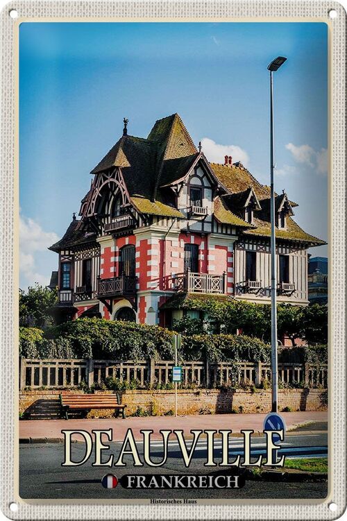 Blechschild Reise 20x30cm Deauville Frankreich Historisches Haus