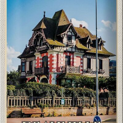 Cartel de chapa Travel 20x30cm Deauville Francia Casa histórica