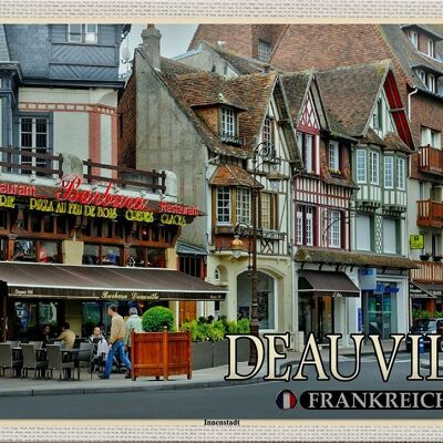 Cartel de chapa Travel 30x20cm Deauville Francia Pizzería del centro
