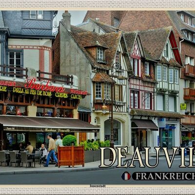 Blechschild Reise 30x20cm Deauville Frankreich Innenstadt Pizzeria