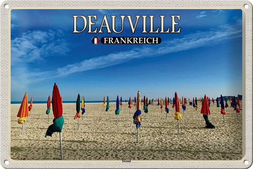 Blechschild Reise 30x20cm Deauville Frankreich Strand Meer Urlaub