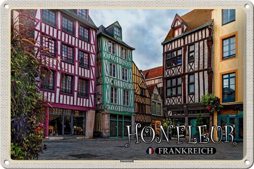 Blechschild Reise 30x20cm Honfleur Frankreich Innenstadt