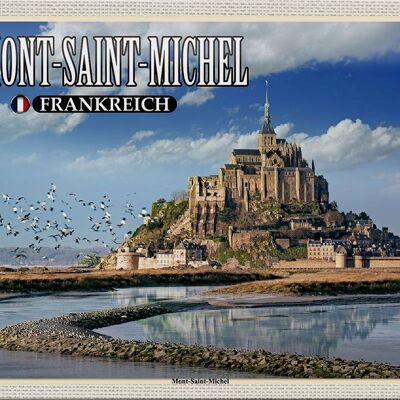 Cartel de chapa viaje 30x20cm Le Mont-Saint-Michel Francia