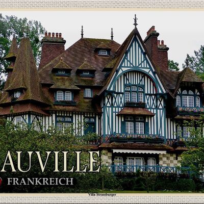 Cartel de chapa Viaje 30x20cm Deauville Francia Villa Strassburger