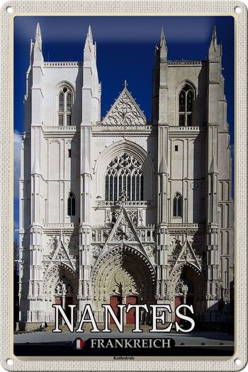Plaque en tôle voyage 20x30cm Cathédrale de Nantes France 1
