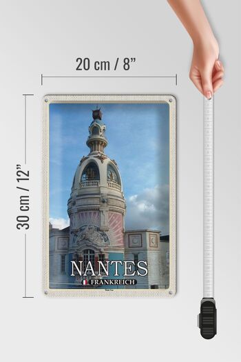Plaque en tôle voyage 20x30cm Nantes France Tour Lu 4