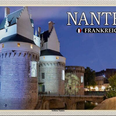 Targa in metallo da viaggio 30x20 cm Nantes Francia Castello di Nantes