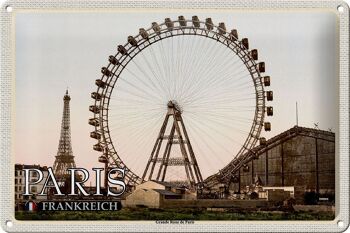 Panneau en étain voyage 30x20cm, Paris, France, Grande Roue, grande roue 1