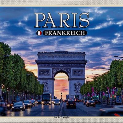 Cartel de chapa Viaje 30x20cm París Francia Arco del Triunfo