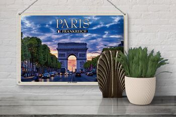 Plaque en tôle voyage 30x20cm Paris France Arc de Triomphe 3