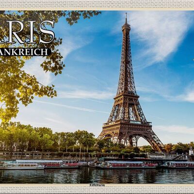Targa in metallo da viaggio 30x20 cm Parigi Francia Torre Eiffel