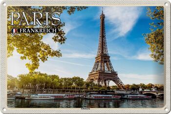 Panneau en étain voyage 30x20cm, Paris, France, tour Eiffel 1