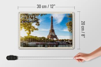 Panneau en étain voyage 30x20cm, Paris, France, tour Eiffel 4