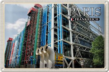Plaque en tôle Voyage 30x20cm Paris France Centre Pompidou 1