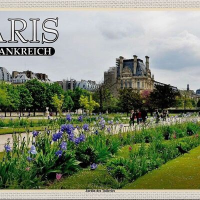 Targa in metallo da viaggio 30x20 cm Parigi Francia Parco Jardin des Tuileries